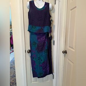 Caribou vintage 90s two piece set dress W/tags… Purple and teal